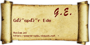 Gáspár Ede névjegykártya